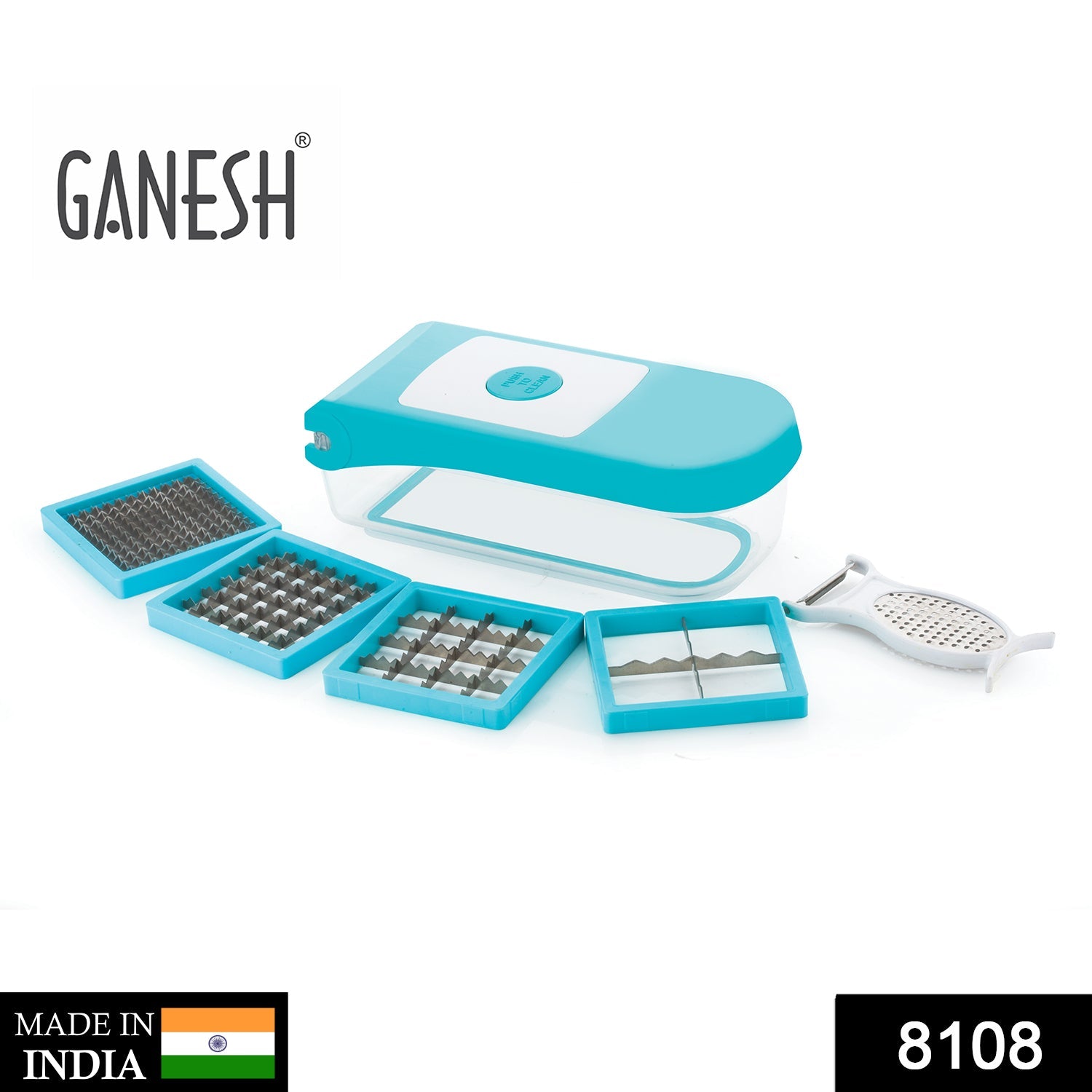 8108 Ganesh 7 in 1 Plastic Vegetable Dicer, Blue DeoDap 8108 Ganesh 7 in 1 Plastic Vegetable Dicer, Blue DeoDap